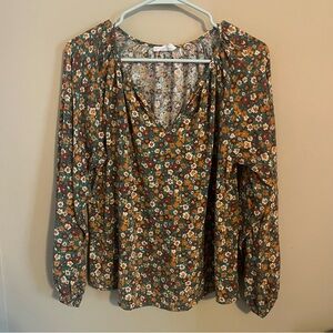 Teal floral LS top